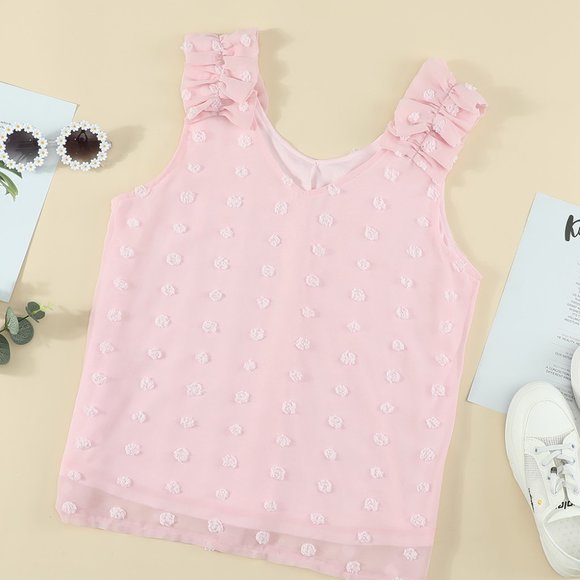 Tank Top Pink Ruffle Swiss Dot 2XL 18 - Picture 6 of 10